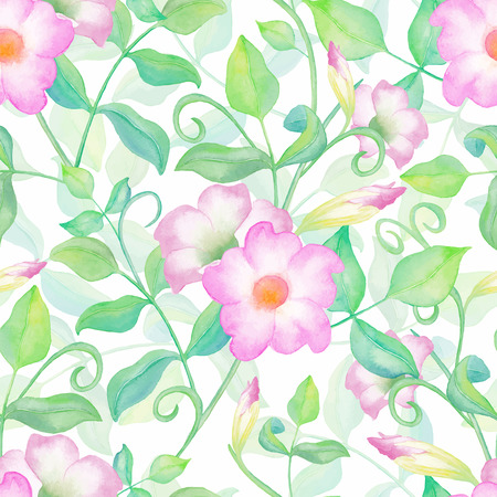 Aquarelle watercolor seamless pattern background with colored flowersのイラスト素材