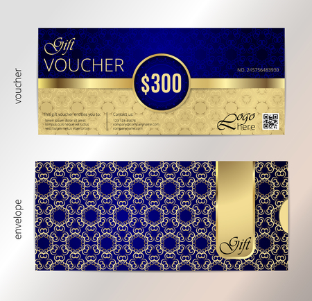 Vector illustration,Gift voucher template with clean and modern pattern.のイラスト素材