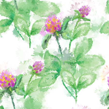 Seamless watercolor abstraction floral pattern in vintage style on white background.のイラスト素材