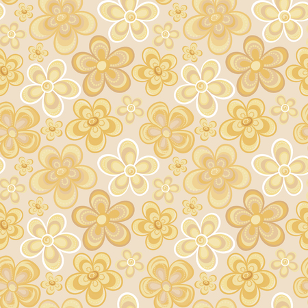 Seamless colorful retro flower background pattern in vector. Cute spring flowers hippi seamless patternのイラスト素材