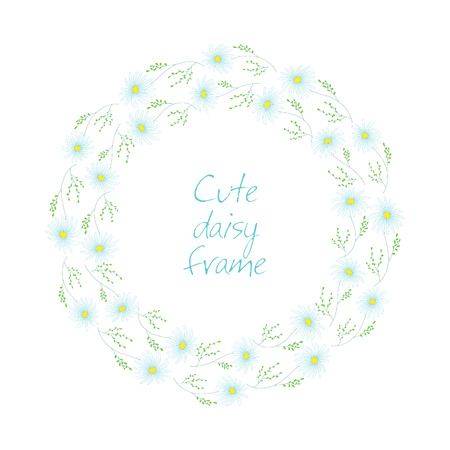 Floral background with daisy, vector illustration. Daisy wreaths. Hand drawn doodles.のイラスト素材