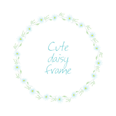 Floral background with daisy, vector illustration. Daisy wreaths. Hand drawn doodles.のイラスト素材