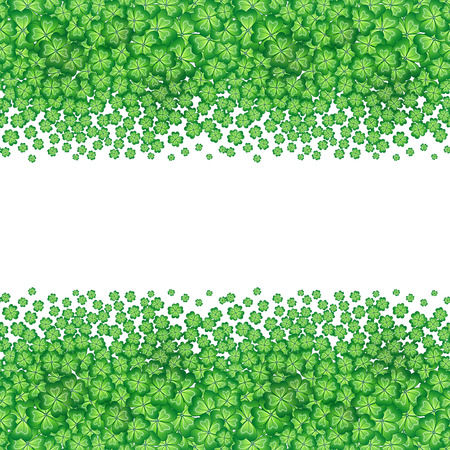 St. Patrick's day card, clover borders with hand - drawn floral ornaments on white backgroundのイラスト素材
