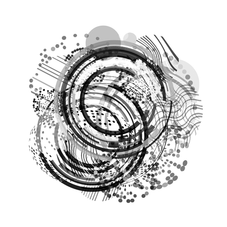 Vector Geometric Circle Background . Circle Pattern Background . Abstract Circles Geometrical Background . Modern Geometrical Circles Design Template . Black and white.のイラスト素材
