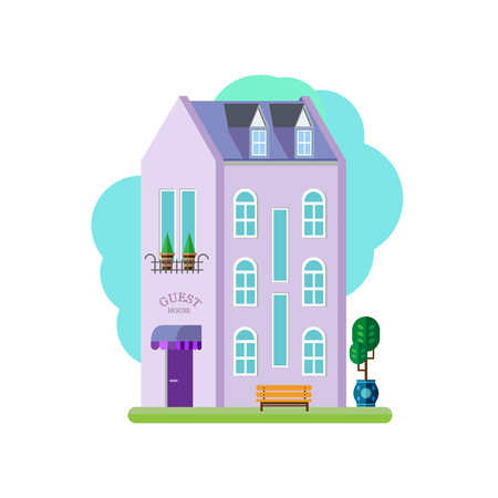 Vector illustration of cute colorful house. Vector flat buildings illustrationのイラスト素材