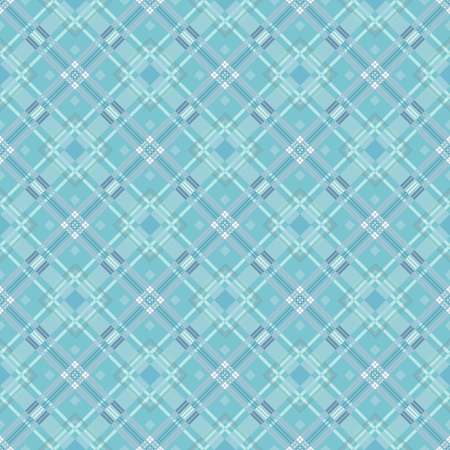 Vector seamless pattern. Classic stylish texture. Repeating geometric tiles with dotted rhombus. Mens fashion textile background. Blue diagonale square backdrop.のイラスト素材