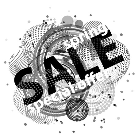 Grunge banner with halftone effect. Sale poster. Vector illustration. Black and white.のイラスト素材