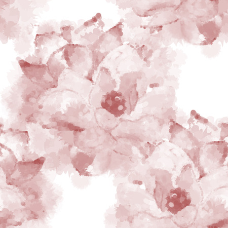 Hand painted watercolor imitation vector magnolia seamless pattern background in sepia. Not trace.のイラスト素材