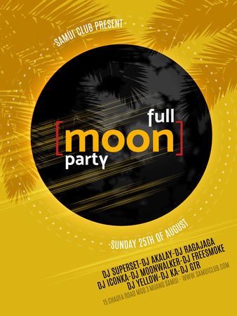 Full Moon Beach Party Flyer. Vector Design EPS 10.のイラスト素材