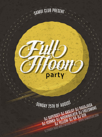 Full Moon Vintage Hipster Party Flyer.のイラスト素材