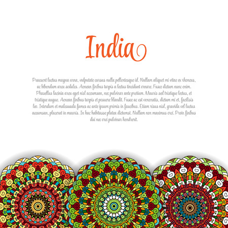 Creative Indian Independence Day concept with mandala decorative floral pattern in bright colors.のイラスト素材