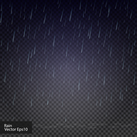 Rain drops on the transparent background. Rainy weather. Really transparent effect. Vector illustrationのイラスト素材