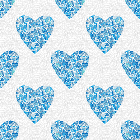 Seamless blue heart pattern. Vector illustration.のイラスト素材