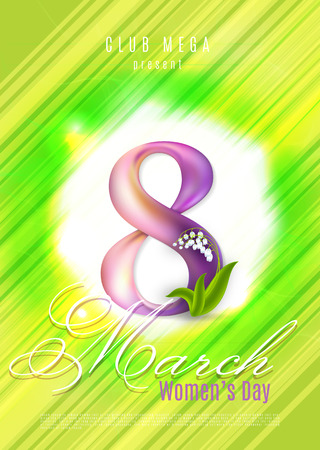 Glossy text Happy Womens Day, 8th March on shiny brown background, Can be used as template, banner or flyer design.のイラスト素材