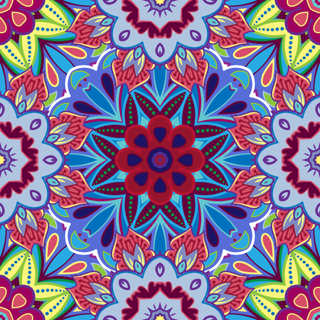 Oriental traditional floral ornament seamless pattern tile design illustration.のイラスト素材