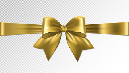 Shiny gold satin ribbon on transparent background. Vectorのイラスト素材