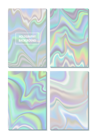 Set of Holographic Trendy Backgrounds.  Vector illustration.のイラスト素材