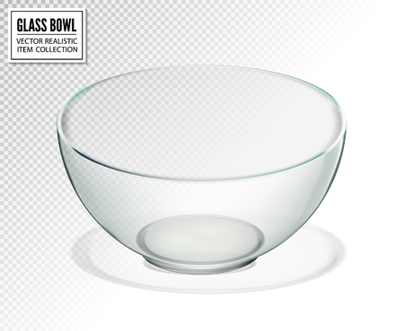 Transparent glass bowl isolated. Realistic vector iilustrationのイラスト素材