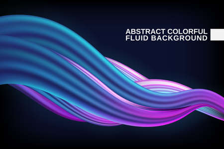 Modern colorful flow poster. Wave Liquid shape in blue purple color background. Art design for your design project. Vector illustrationのイラスト素材
