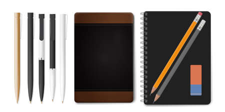 Modern design flat icons vector collection concept of office supplies and objects for daily routine, regular items on desk. Vectorのイラスト素材