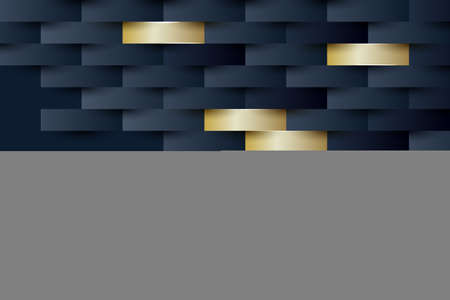 Abstract 3d geometric pattern luxury dark blue with goldのイラスト素材