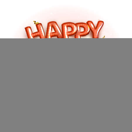 Happy Birthday 3D text. Greeting card. Red letter balloon. Vector illustrationのイラスト素材