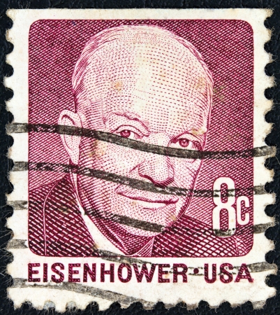 USA - CIRCA 1970: A stamp printed in USA from the "Prominent Americans (2nd series)" issue shows president Dwight D. Eisenhower, circa 1970.のeditorial素材