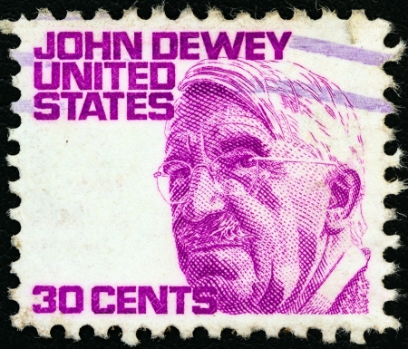 USA - CIRCA 1965: A stamp printed in USA from the "Prominent Americans (1st series)" issue shows philosopher John Dewey, circa 1965. のeditorial素材