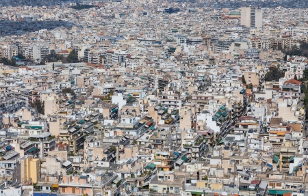 Dense residential area in Athens, Greeceの写真素材