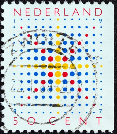 NETHERLANDS - CIRCA 1987  A stamp printed in the Netherlands from the  Christmas  issue shows a star, circa 1987  のeditorial素材