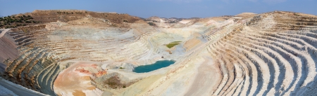Panorama of an open quarry の写真素材