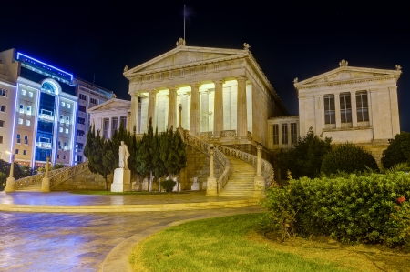 National Library of Greece at night, Athensのeditorial素材