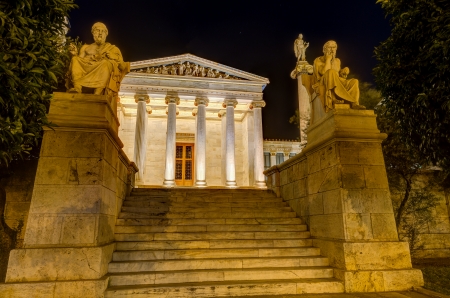 Academy of Athens at night, Greece のeditorial素材