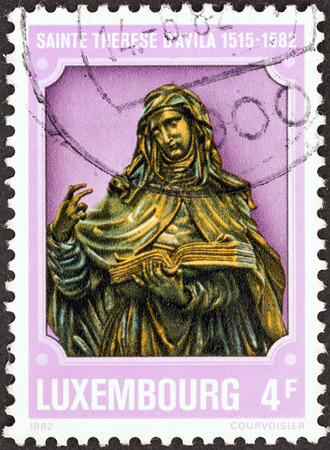 LUXEMBOURG - CIRCA 1982  A stamp printed in Luxembourg shows St  Theresa of Avila  1515- 1582 , circa 1982  のeditorial素材