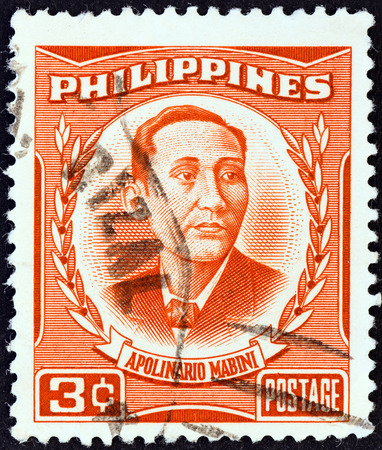 PHILIPPINES - CIRCA 1952  A stamp printed in Philippines from the  Personalities   issue shows Apolinario Mabini, circa 1952  のeditorial素材