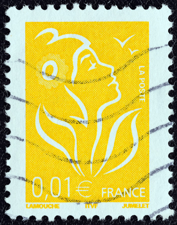 FRANCE - CIRCA 2005  A stamp printed in France shows Marianne, circa 2005  のeditorial素材