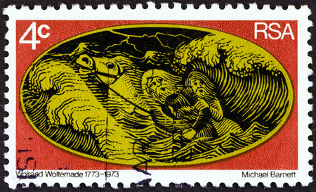 SOUTH AFRICA - CIRCA 1973  A stamp printed in South Africa from the  200th anniversary of the rescue...