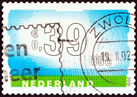 NETHERLANDS - CIRCA 2001: A stamp printed in the Netherlands shows sky and landscape, circa 2001. のeditorial素材
