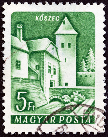 HUNGARY - CIRCA 1960: A stamp printed in Hungary from the \"Castles and Fortresses \" issue shows Koszeg, circa 1960. のeditorial素材
