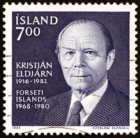 ICELAND - CIRCA 1983: A stamp printed in Iceland issued for the 1st death anniversary of Kristjan...