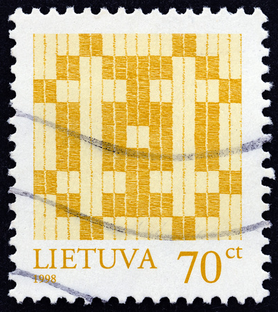 LITHUANIA - CIRCA 1998: A stamp printed in Lithuania shows Double Cross, circa 1998.のeditorial素材