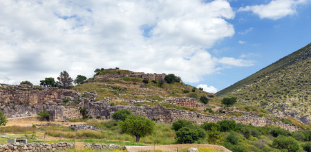 View of Mycenae citadel, Peloponnese, Greeceの写真素材