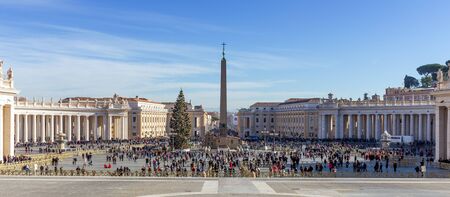 ROME, ITALY - DECEMBER 31, 2016: Saint Peter's Square in Vatican on December 31, 2016. At the centre of the square is an ancient Egyptian obelisk, erected at the current site in 1586.のeditorial素材