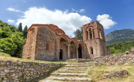 The Byzantine church of Agia Sofia in Mystras, Peloponnese, Greece.の写真素材