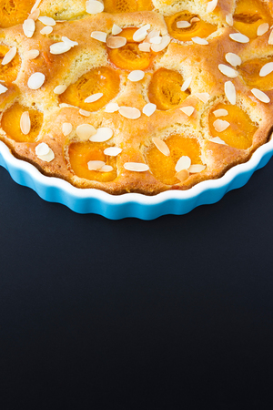Apricot tart with black copy space, croppedの写真素材