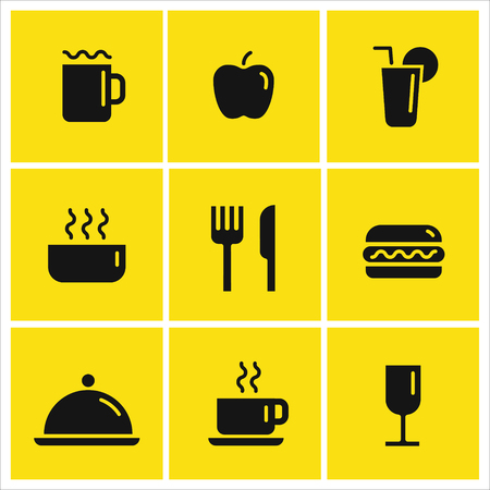 Food and drink vector icons set for fast food, restaurant, coffee.のイラスト素材
