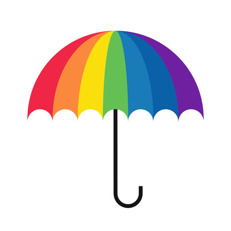 rainbow colors umbrella, simple vector vector illustration isolated on white backgroundのイラスト素材