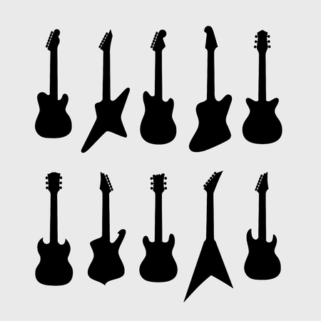 Black silhouette of electric guitarsのイラスト素材