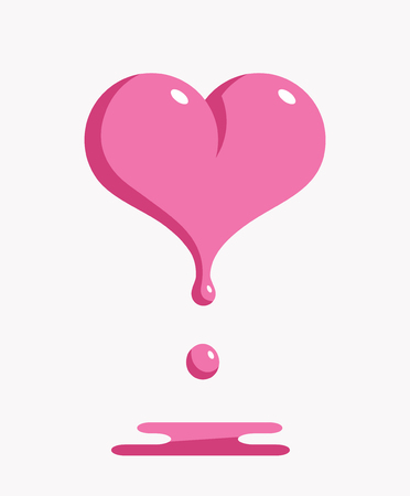 Melting pink heart, heart symbol with a drop, vector illustrationのイラスト素材