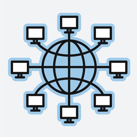 Computer networks earth globe, World Wide Web concept, vector illustrationのイラスト素材